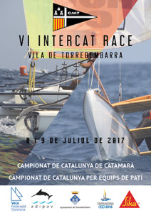 Cartel del Campeonato de Cataluña de equipos de patín a vela 2017 que tendrá lugar el 8 y 9 de julio en el Club Marítimo Torredembarra.