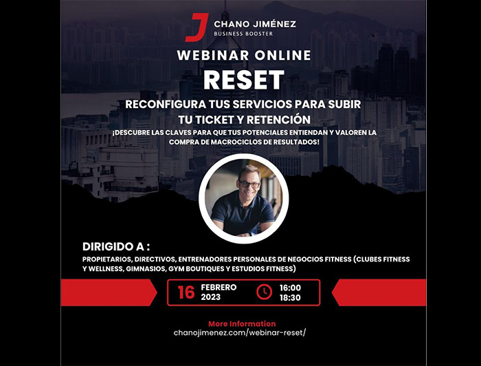 Chano Jiménez presenta Reset, el webinar para recuperar la rentabilidad del gimnasio